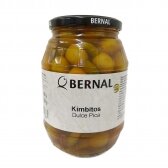 Žaliosios alyvuogės, įdarytos kornišonais, lengvai aštriame padaže BERNAL KIMBITOS, 500 g